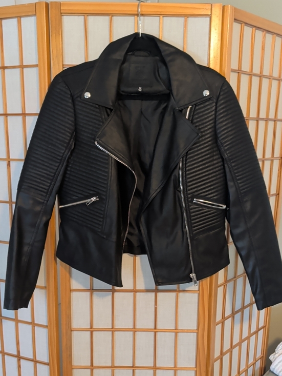 Max Studio Jackets & Blazers - Max Studio Black Quilted Moto Faux Leather Jacket